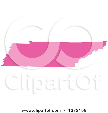 Clipart of a Pink Silhouetted Map Shape of the State of Tennessee, United States - Royalty Free Vector Illustration by Jamers