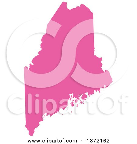Clipart of a Pink Silhouetted Map Shape of the State of Maine, United States - Royalty Free Vector Illustration by Jamers