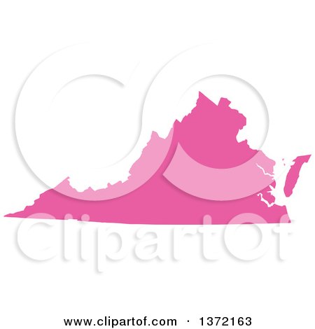 Clipart of a Pink Silhouetted Map Shape of the State of Virginia, United States - Royalty Free Vector Illustration by Jamers