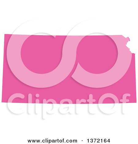Clipart of a Pink Silhouetted Map Shape of the State of Kansas, United States - Royalty Free Vector Illustration by Jamers