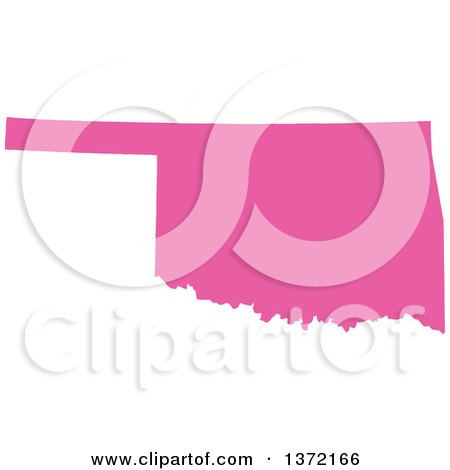 Clipart of a Pink Silhouetted Map Shape of the State of Oklahoma, United States - Royalty Free Vector Illustration by Jamers