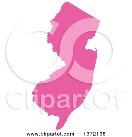 Clipart of a Pink Silhouetted Map Shape of the State of New Jersey, United States - Royalty Free Vector Illustration by Jamers