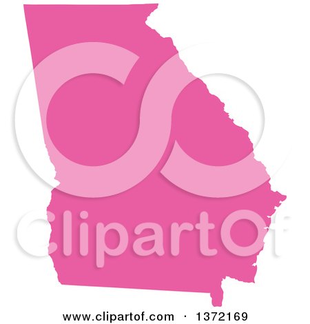 Clipart of a Pink Silhouetted Map Shape of the State of Georgia, United States - Royalty Free Vector Illustration by Jamers
