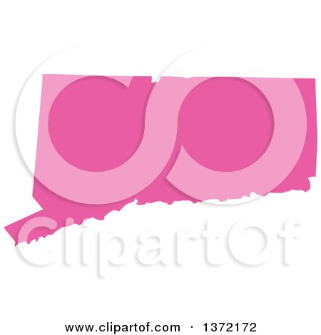 Clipart of a Pink Silhouetted Map Shape of the State of Connecticut, United States - Royalty Free Vector Illustration by Jamers