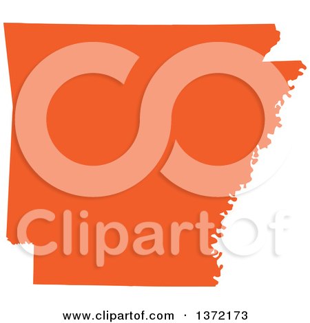 Clipart of an Orange Silhouetted Map Shape of the State of Arkansas, United States - Royalty Free Vector Illustration by Jamers