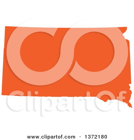 Clipart of an Orange Silhouetted Map Shape of the State of South Dakota, United States - Royalty Free Vector Illustration by Jamers