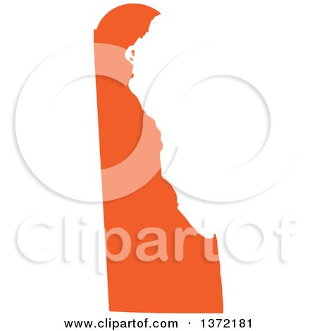 Clipart of an Orange Silhouetted Map Shape of the State of Delaware, United States - Royalty Free Vector Illustration by Jamers