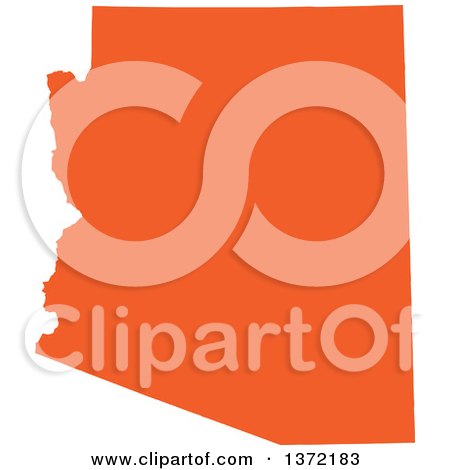 Clipart of an Orange Silhouetted Map Shape of the State of Arizona, United States - Royalty Free Vector Illustration by Jamers