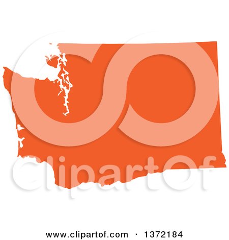 Clipart of an Orange Silhouetted Map Shape of the State of Washington, United States - Royalty Free Vector Illustration by Jamers