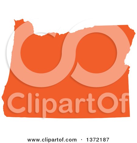 Clipart of an Orange Silhouetted Map Shape of the State of Oregon, United States - Royalty Free Vector Illustration by Jamers