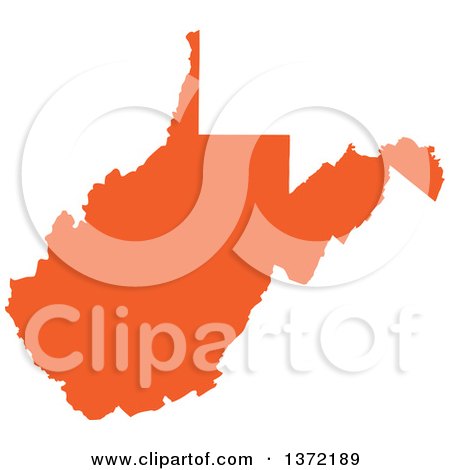 Clipart of an Orange Silhouetted Map Shape of the State of West Virginia, United States - Royalty Free Vector Illustration by Jamers