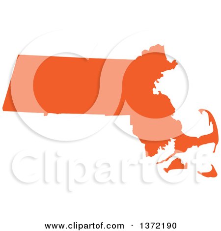 Clipart of an Orange Silhouetted Map Shape of the State of Massachusetts, United States - Royalty Free Vector Illustration by Jamers