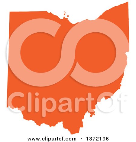 Clipart of an Orange Silhouetted Map Shape of the State of Ohio, United States - Royalty Free Vector Illustration by Jamers