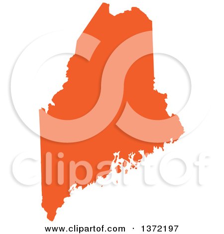 Clipart of an Orange Silhouetted Map Shape of the State of Maine, United States - Royalty Free Vector Illustration by Jamers