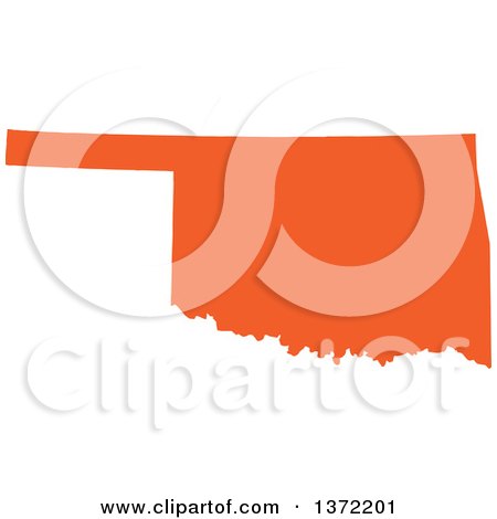 Clipart of an Orange Silhouetted Map Shape of the State of Oklahoma, United States - Royalty Free Vector Illustration by Jamers