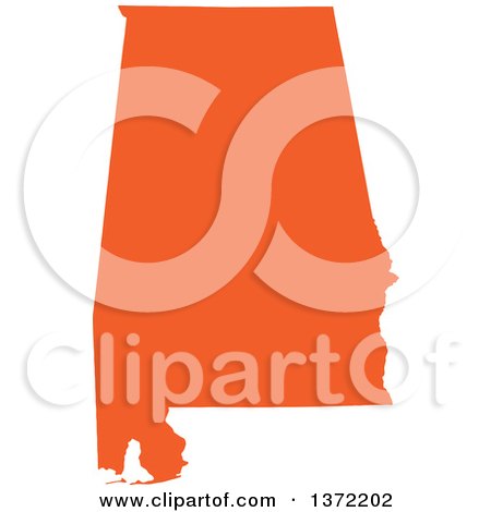 Clipart of an Orange Silhouetted Map Shape of the State of Alabama, United States - Royalty Free Vector Illustration by Jamers