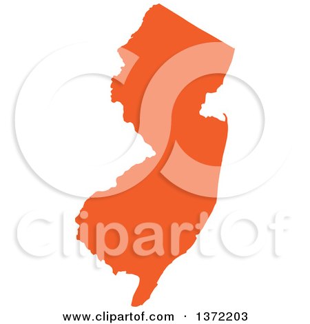 Clipart of an Orange Silhouetted Map Shape of the State of New Jersey, United States - Royalty Free Vector Illustration by Jamers
