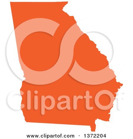 Clipart of an Orange Silhouetted Map Shape of the State of Georgia, United States - Royalty Free Vector Illustration by Jamers