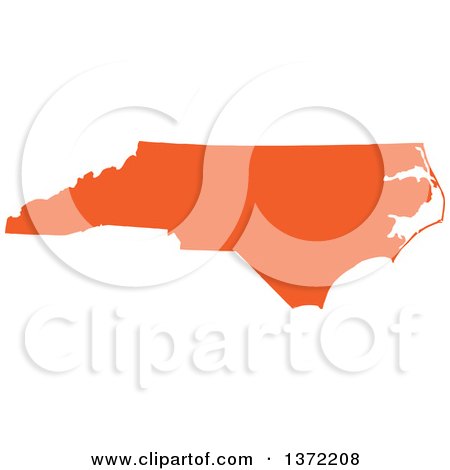 Clipart of an Orange Silhouetted Map Shape of the State of North Carolina, United States - Royalty Free Vector Illustration by Jamers