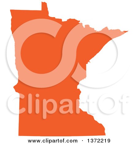 Clipart of an Orange Silhouetted Map Shape of the State of Minnesota, United States - Royalty Free Vector Illustration by Jamers