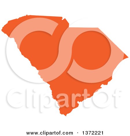 Clipart of an Orange Silhouetted Map Shape of the State of South Carolina, United States - Royalty Free Vector Illustration by Jamers