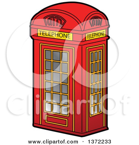 Clipart Of A Red British Telephone Booth - Royalty Free Vector Illustration by Clip Art Mascots