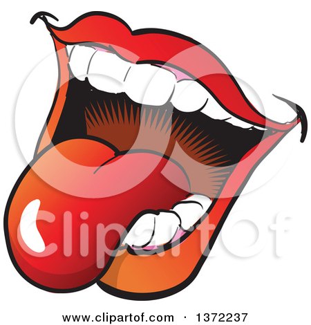 Clipart Of A Feminine Mouth Open And Sticking Tongue Out - Royalty Free Vector Illustration by Clip Art Mascots