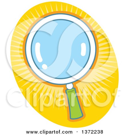 Clipart Of A Magnifying Glass Over a Yellow Oval - Royalty Free Vector Illustration by Clip Art Mascots
