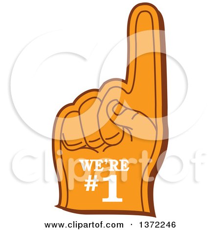 Clipart Of A Foam Finger in Orange - Royalty Free Vector Illustration by Clip Art Mascots