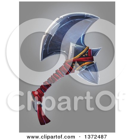 Clipart of a Medieval Axe over Gray - Royalty Free Illustration by Tonis Pan