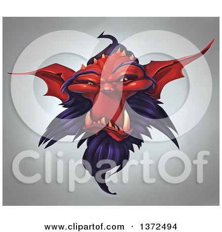 Clipart of a Red Demonic Head, over Gradient - Royalty Free Illustration by Tonis Pan
