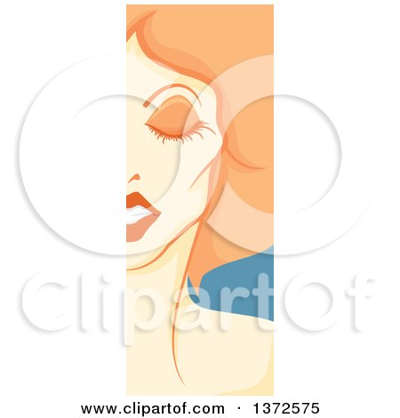 Clipart of a Vertical Drag Queen Face Panel with Orange Hair - Royalty Free Vector Illustration by BNP Design Studio