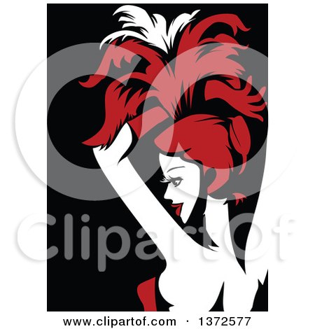 Clipart of a Cabaret Performer in Red, Black and White - Royalty Free Vector Illustration by BNP Design Studio