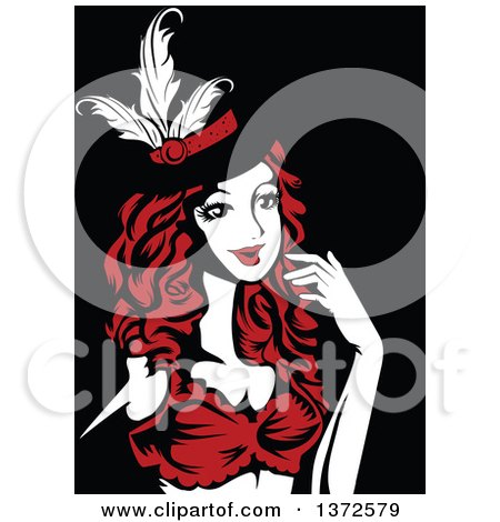 Clipart of a Cabaret Performer in Red, Black and White - Royalty Free Vector Illustration by BNP Design Studio