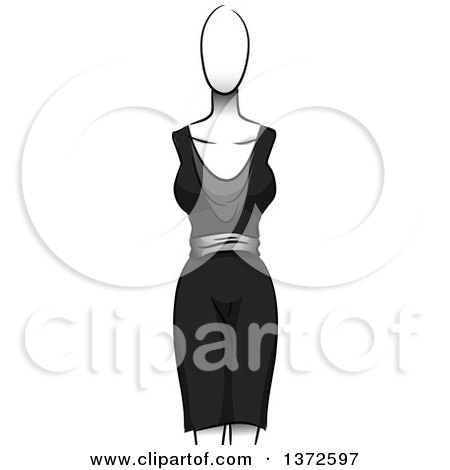 Clipart of a Black Dress on a Mannequin - Royalty Free Vector Illustration by BNP Design Studio