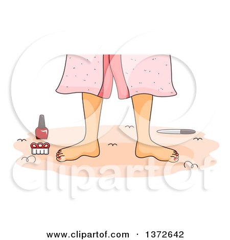 Clipart of a Woman's Feet with Pedicure Tools - Royalty Free Vector Illustration by BNP Design Studio