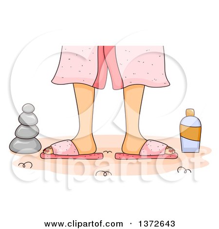 Clipart of a Woman's Feet with Spa Rocks and Lotion - Royalty Free Vector Illustration by BNP Design Studio
