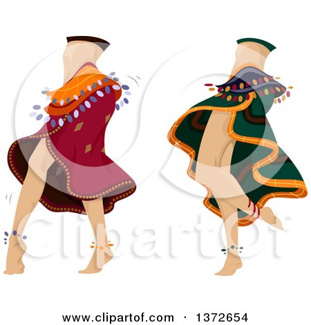 Clipart of Two Belly Dancers Performing - Royalty Free Vector Illustration by BNP Design Studio