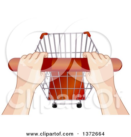 Clipart of a View of Hands on a Shopping Cart Handle - Royalty Free Vector Illustration by BNP Design Studio