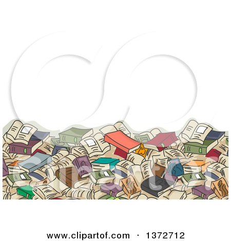 Clipart of a Background of a Giant Book Pile and Text Space - Royalty Free Vector Illustration by BNP Design Studio