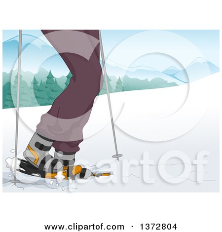 Clipart of a Man, Shown from the Legs Down, Walking in the Snow - Royalty Free Vector Illustration by BNP Design Studio