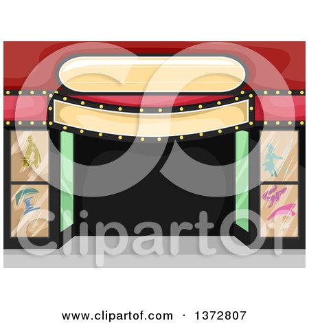 Clipart of a Theater Entrance with a Sign - Royalty Free Vector Illustration by BNP Design Studio