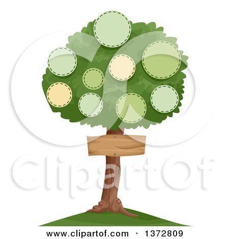 Clipart of a Family Tree with Circle Frames and a Sign - Royalty Free Vector Illustration by BNP Design Studio