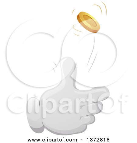 Clipart of a Gloved Hand Tossing a Coin - Royalty Free Vector Illustration by BNP Design Studio