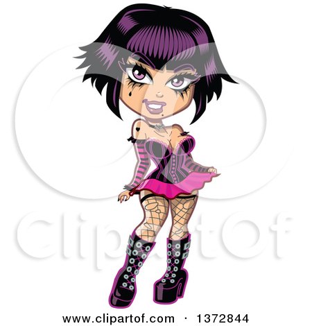 Clipart Of A Sexy Punk Gothic Pinup Woman - Royalty Free Vector Illustration by Clip Art Mascots