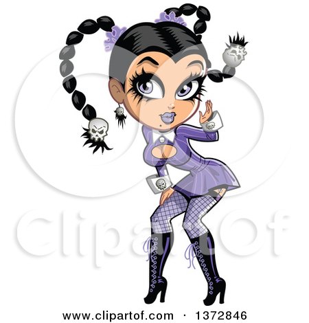 Clipart Of A Sexy Pinup Gothic Woman With Pig Tails - Royalty Free Vector Illustration by Clip Art Mascots