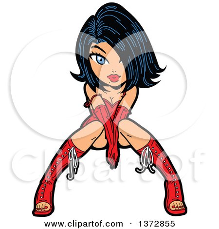 Clipart Of A Sexy Cabaret Dancer Pinup Woman - Royalty Free Vector Illustration by Clip Art Mascots