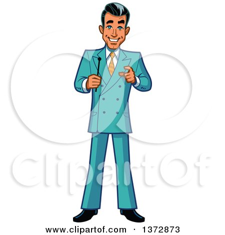 Clipart Of A Happy White Male Game Show Host - Royalty Free Vector Illustration by Clip Art Mascots