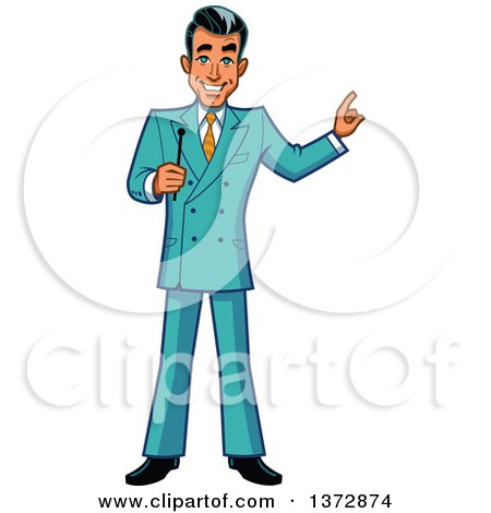 Clipart Of A Happy White Male Game Show Host - Royalty Free Vector Illustration by Clip Art Mascots