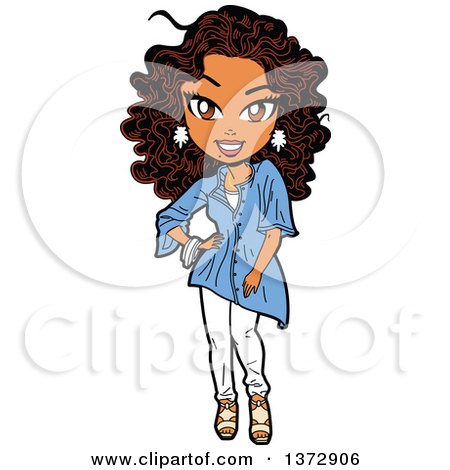 Clipart Of A Fashionable Black Woman Posing - Royalty Free Vector Illustration by Clip Art Mascots